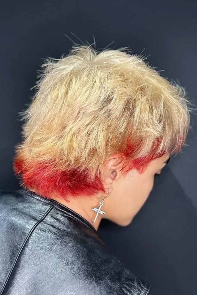 Blonde Mullet with Fiery Red Underdye