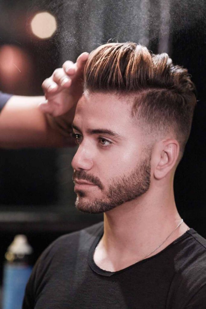 Golden Brown Pompadour with Undercut