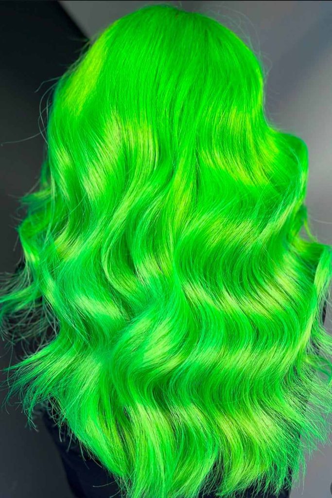 Long Wavy Neon Green Hair 