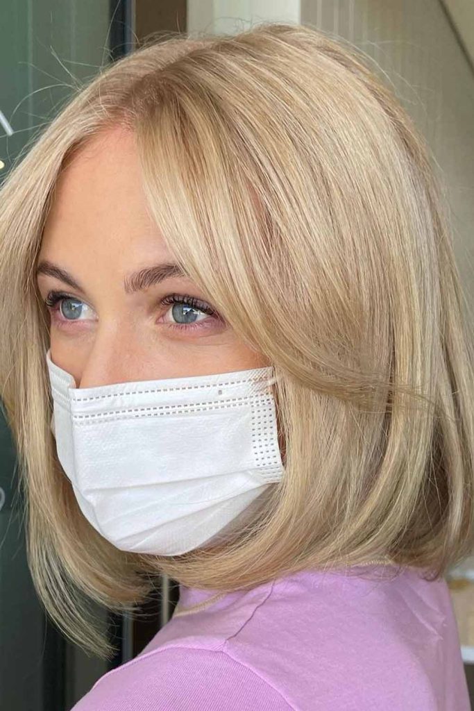 Classic Blonde Bob with Curtain Bangs
